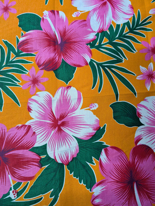 Polynesian Elegance: 36" Polyester Fabric with Poly Cotton Feel– Tropical and Floral Fusion- Vibrant Colors - Made In Thailand | Gtex Fabrics