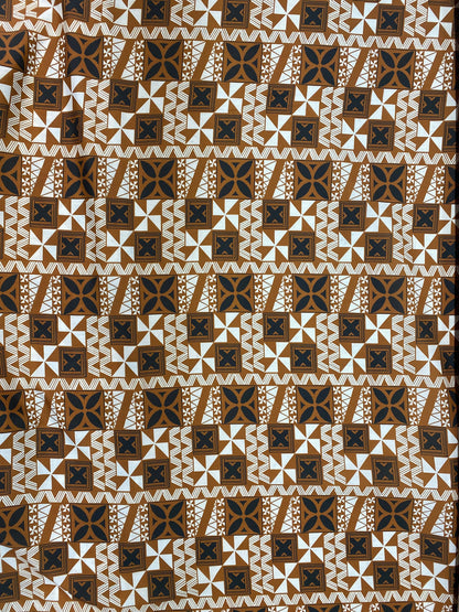 GTEX Collection - Polynesian Fabric - Fiji Tapa Block Print Fabric - Sold by the Yard - Poly Cotton Poplin 58" Wide - Soft & Breathable | Gtex Fabrics