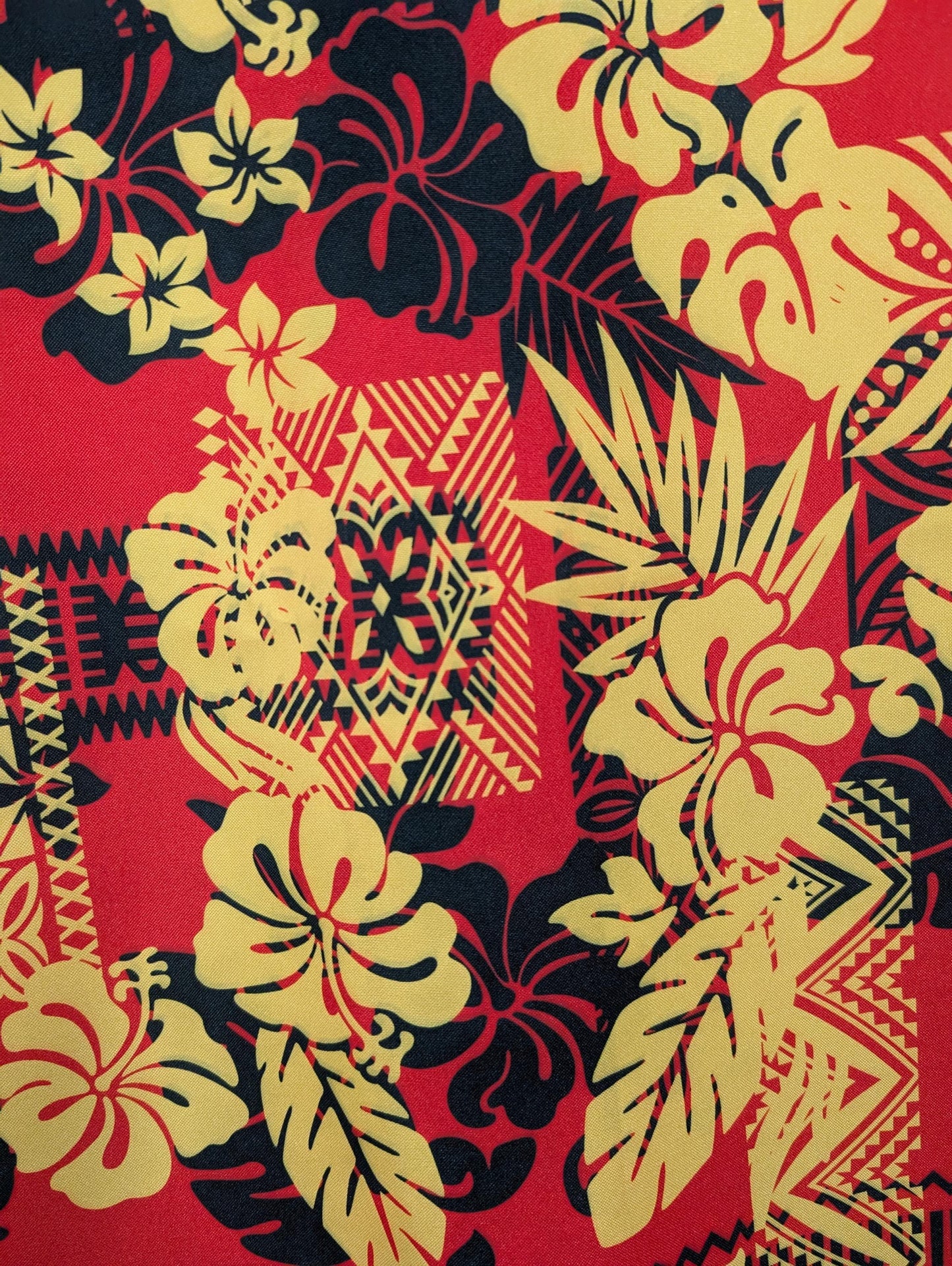 High-Quality 58” Wide Mini Matt Fabric – Polynesian Island Print, Monstera Tropical Plant – Vibrant Colors – Tonga, Samoa - Sold By The Yard | Gtex Fabrics