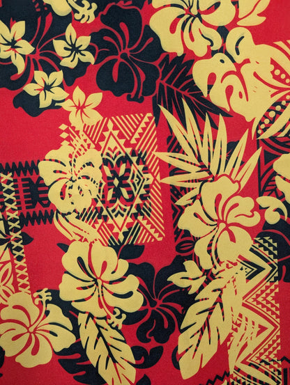 High-Quality 58” Wide Mini Matt Fabric – Polynesian Island Print, Monstera Tropical Plant – Vibrant Colors – Tonga, Samoa - Sold By The Yard | Gtex Fabrics