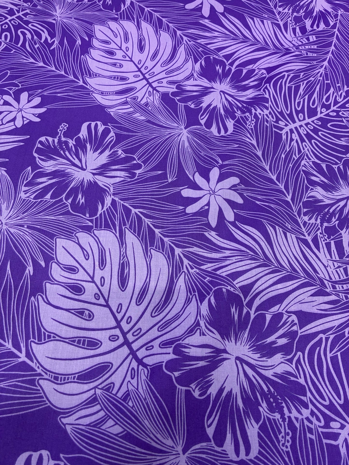 Polynesian Hawaiian Island Fabric 45" Poly Cotton Fabric Monstera & Hibiscus Print- Sold By The Yard | Red & White Color