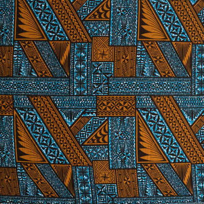 Traditional Tongan Geometric Design Peachskin Fabric | Islands Fabric