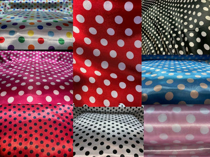 Polka Dot Tablecloth Drapery Apparel Fabric, Printed Charmeuse Satin 60" 100% Polyester Sold By The Yard | Gtex Fabrics