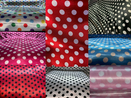 Polka Dot Tablecloth Drapery Apparel Fabric, Printed Charmeuse Satin 60" 100% Polyester Sold By The Yard | Gtex Fabrics