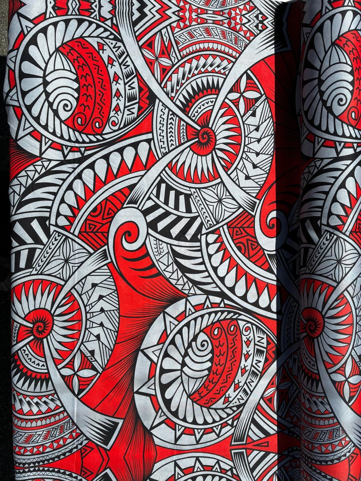 Polynesian Tribal Fabric – 45” Wide | Lightweight Soft Poly Cotton Feel | Sold by Yard or Roll | Made in Thailand | Island Design | Wholesale | Gtex Fabrics