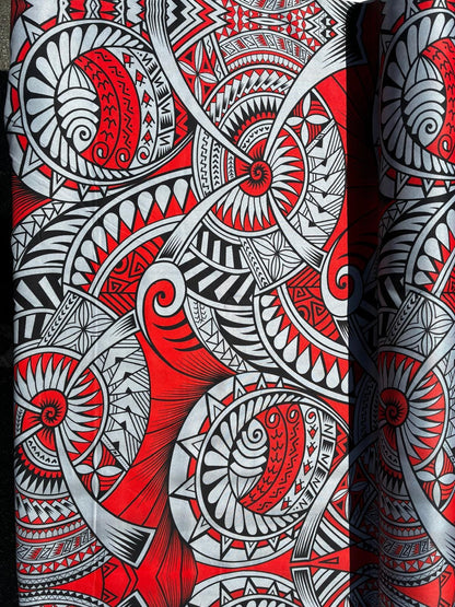 Polynesian Tribal Fabric – 45” Wide | Lightweight Soft Poly Cotton Feel | Sold by Yard or Roll | Made in Thailand | Island Design | Wholesale | Gtex Fabrics