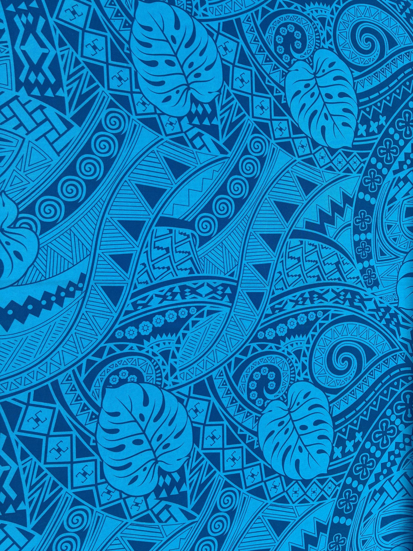 Polynesian Monstera Leaf Fabric – Tribal Island Print | 45” Wide | Lightweight Poly Cotton Feel | 100% Polyester | Sold by Yard or Roll | Gtex Fabrics