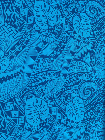Polynesian Monstera Leaf Fabric – Tribal Island Print | 45” Wide | Lightweight Poly Cotton Feel | 100% Polyester | Sold by Yard or Roll | Gtex Fabrics