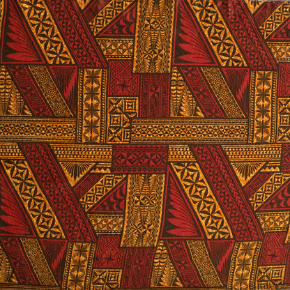Traditional Tongan Geometric Design Peachskin Fabric | Islands Fabric