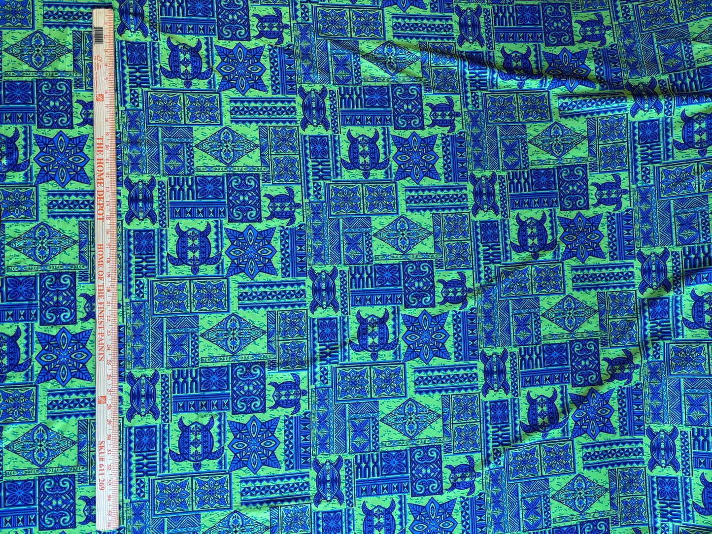 New Fijian Tapa Block Turtle Print Fabric - Polynesian Design - Peach Skin Fabric- by the Yard 58" Wide - Fiji Material  | Gtex Fabrics