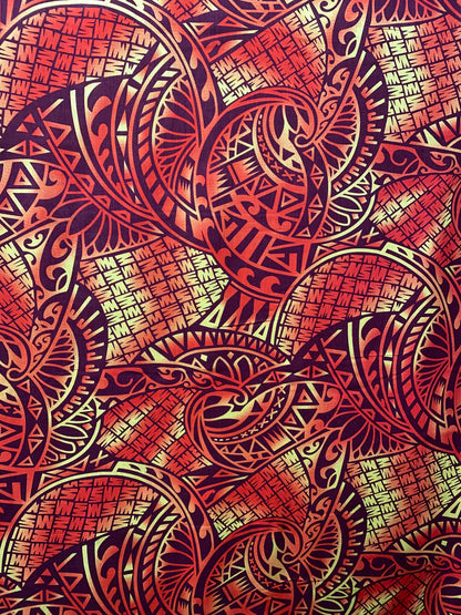 GTEX Collection Tribal Enchantment - Polynesian Fabric - Tribal Tattoo, Island Fabric - Sold by the Yard - Rayon Fabric 45" - New Design | Gtex Fabrics