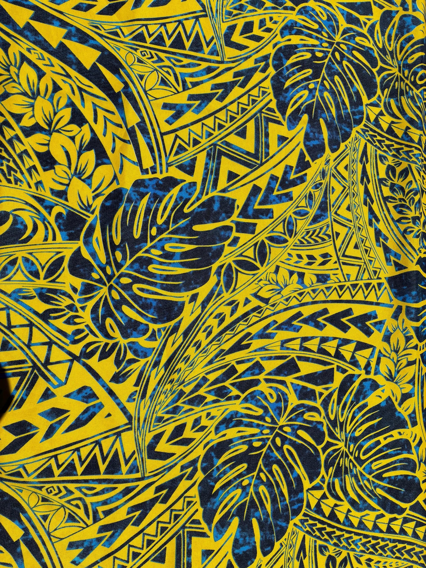 Polynesian Monstera Leaf Fabric – Tribal Island Print | 45” Wide | Lightweight Poly Cotton Feel | 100% Polyester | Sold by Yard or Roll | Gtex Fabrics
