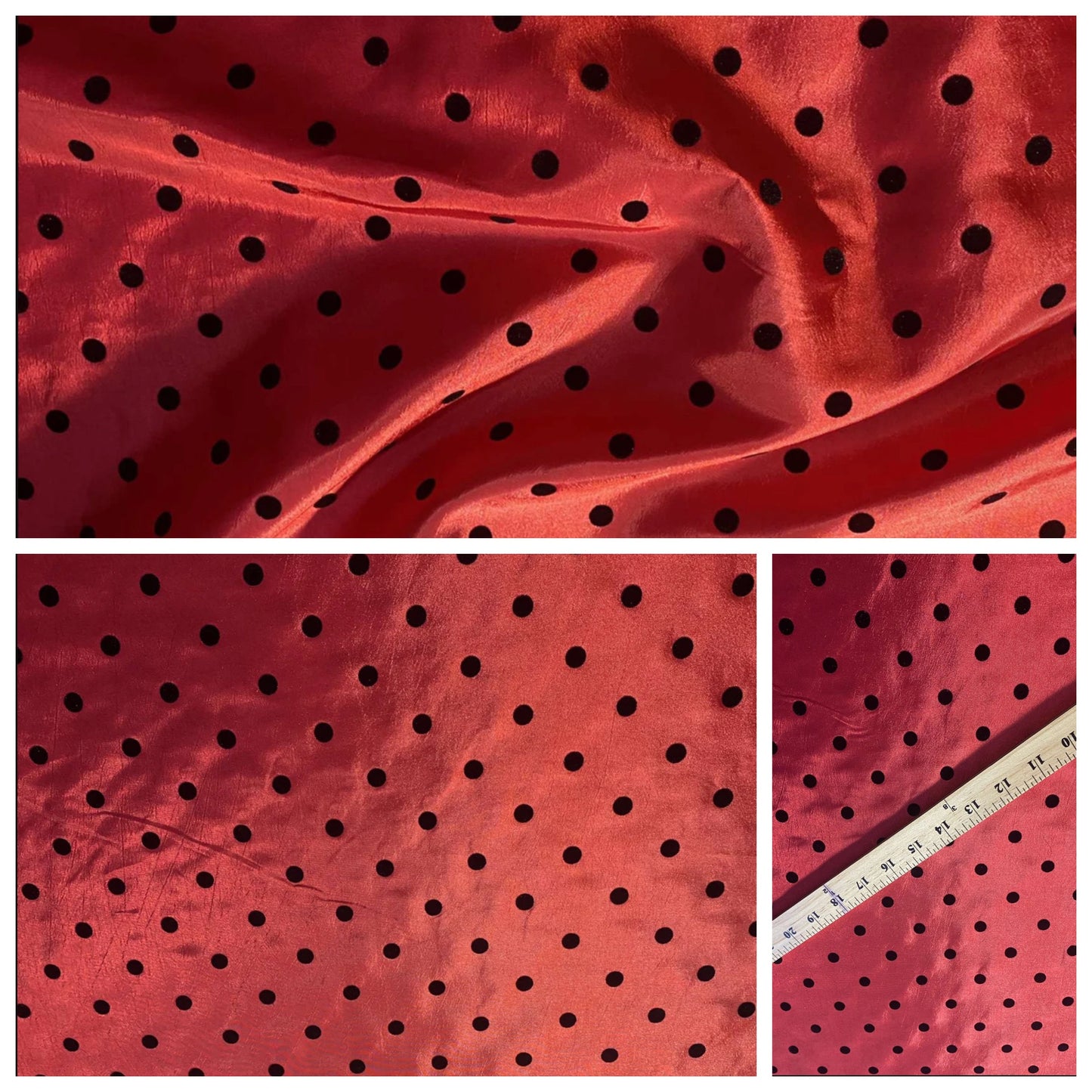 Polka Dot Taffeta Flocked Fabric for Dresses, Home Decor, Apparel, Curtains, ETC by the Yard (58") Soft Textured Polka Dots   | Gtex Fabrics