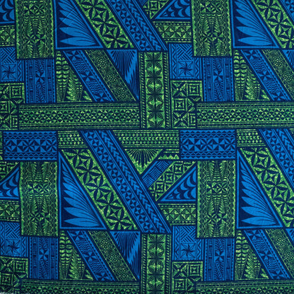Traditional Tongan Geometric Design Peachskin Fabric | Islands Fabric