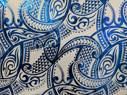 GTEX Collection - Traditional Polynesian Samoan Tongan Hawaiian Tattoo Hologram Foil Fabric | 58" Assorted Color Foil Fabric (Non-Stretch) | Gtex Fabrics