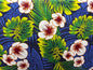 Polynesian Hibiscus & Monstera Fabric – 100% Cotton | 45" Wide | Tropical Island Print | Sold by Yard or Roll | Made in Thailand  | Gtex Fabrics