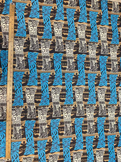 Polynesian Tapa Print, Tribal, Block Print, Polyester Fabric 45" - HD Design Island Fabric | Gtex Fabrics