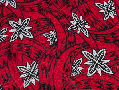 Polynesian Elegance: 36" Polyester Fabric with Poly Cotton Feel– Tribal and Floral Fusion  Tapa Block Print- Made In Thailand - Low Price   | Gtex Fabrics