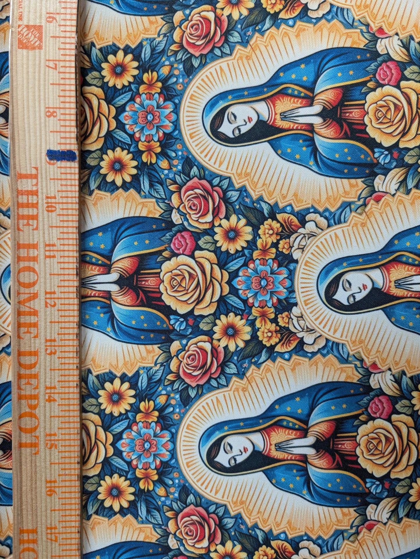 High Quality Mini Matt Fabric, Catholic Fabric, Lady Guadalupe Fabric, Church Fabric Material, Hispanic Religious Fabric by The Yard.  | Gtex Fabrics