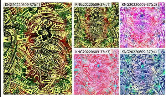 GTEX Collection KNG-37  - Polynesian Fabric -Digital Tribal Tattoo, Island Fabric - Sold by the Yard - FDY Peachskin Fabric 58" - New Design | Gtex Fabrics