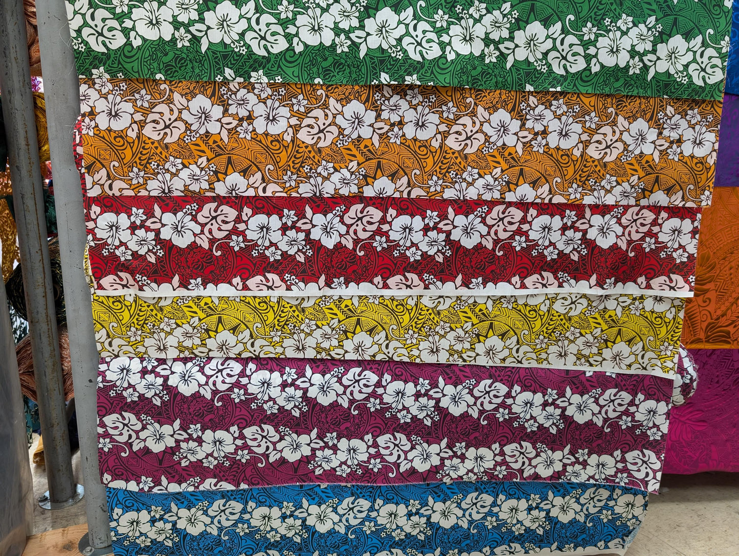 Polynesian Fabric -Tropical Hawaiian Fabric, Tribal Floral Tattoo, Island Fabric - Sold by the Yard - Poly Cotton Fabric 45" - New Design | Gtex Fabrics