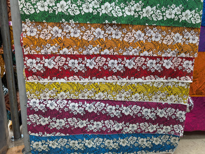 Polynesian Fabric -Tropical Hawaiian Fabric, Tribal Floral Tattoo, Island Fabric - Sold by the Yard - Poly Cotton Fabric 45" - New Design | Gtex Fabrics
