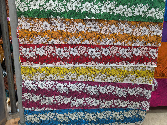 Polynesian Fabric -Tropical Hawaiian Fabric, Tribal Floral Tattoo, Island Fabric - Sold by the Yard - Poly Cotton Fabric 45" - New Design | Gtex Fabrics