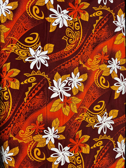 Polynesian Tribal Fabric – 45” Wide | Lightweight Soft Poly Cotton Feel | Sold by Yard or Roll | Made in Thailand | Island Design| Wholesale  | Gtex Fabrics