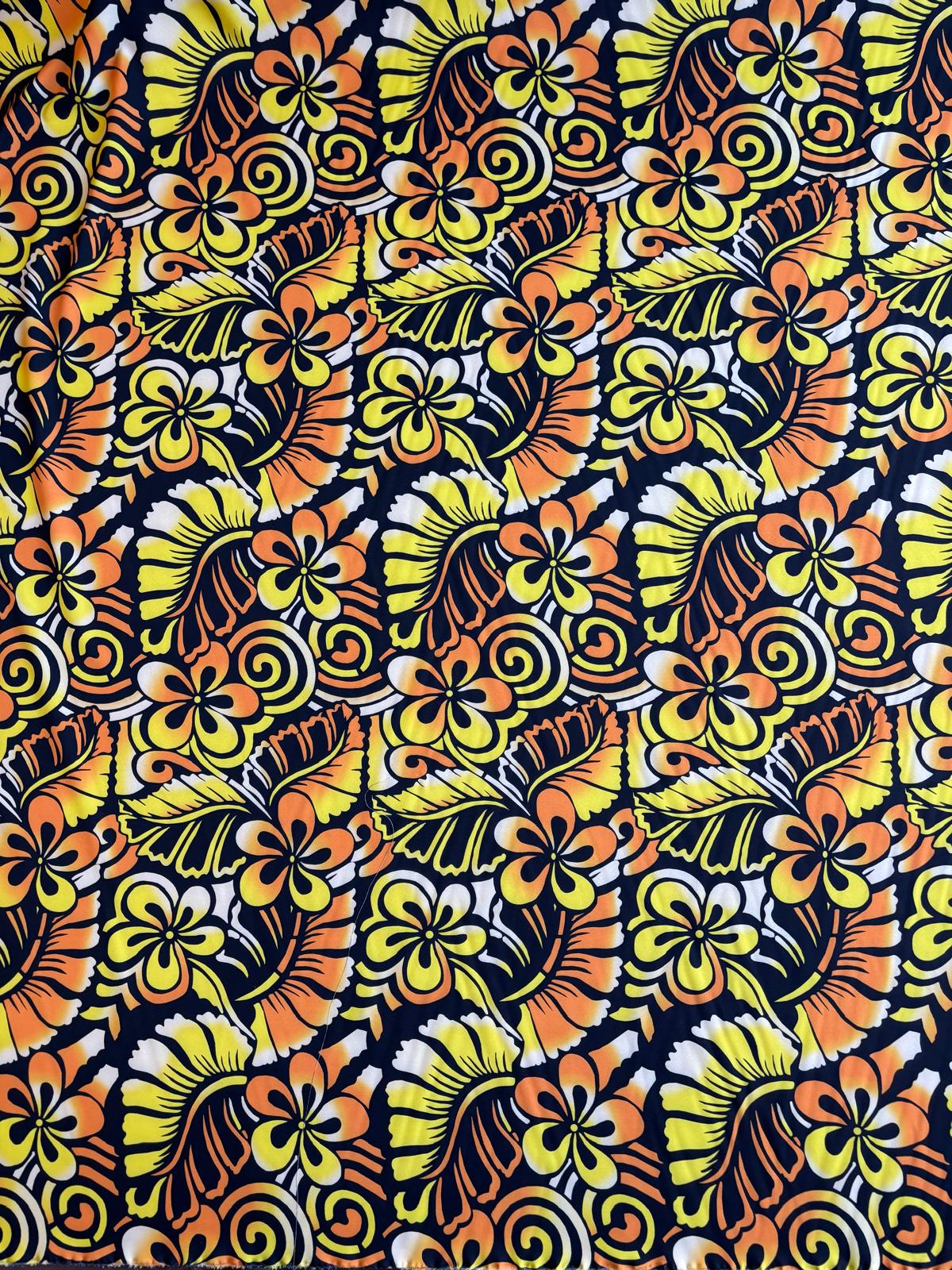 New Polynesian Tribal & Floral Fabric - Islander Design - Peach Skin Fabric- by the Yard 58" Wide -Made in Thailand | Gtex Fabrics