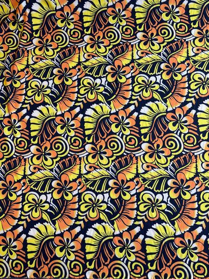 New Polynesian Tribal & Floral Fabric - Islander Design - Peach Skin Fabric- by the Yard 58" Wide -Made in Thailand | Gtex Fabrics