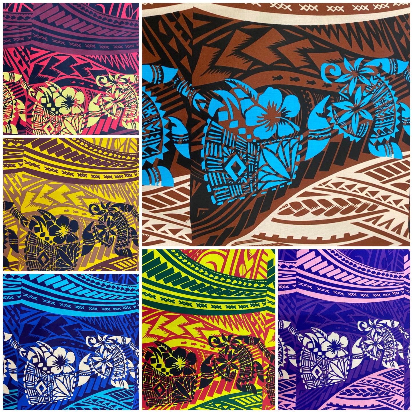 GTEX Collection - New Digital Tribal Tattoo Design with Hibiscus Flowers -Island Fabric - Sold by the Yard - Poly Cotton Fabric 45" | Gtex Fabrics