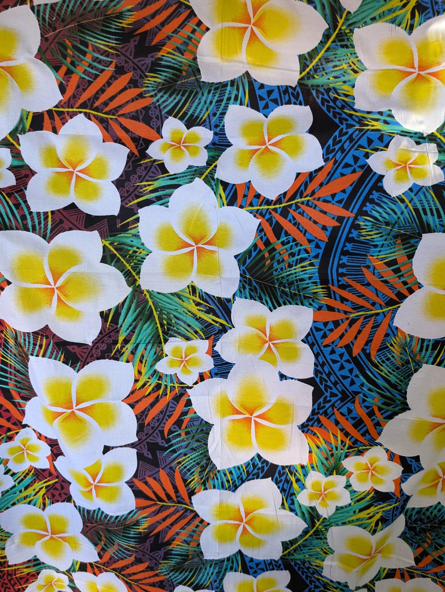 Polynesian Elegance 36" Polyester Fabric – Tropical Floral Fusion, Poly Cotton Feel – Roll/Bolt – Made in Thailand  | Gtex Fabrics
