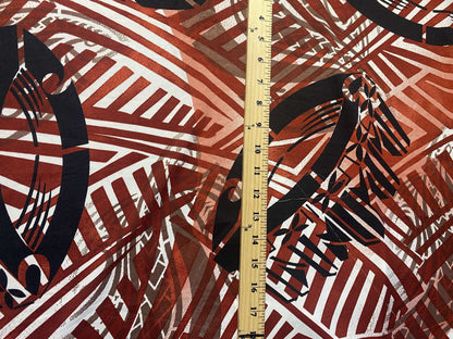 Island Tropical Tribal Polynesian Print Peach Skin Fabric 45" Sold By The Yard or Choose Length | Gtex Fabrics