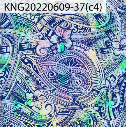 GTEX Collection KNG-37  - Polynesian Fabric -Digital Tribal Tattoo, Island Fabric - Sold by the Yard - FDY Peachskin Fabric 58" - New Design | Gtex Fabrics