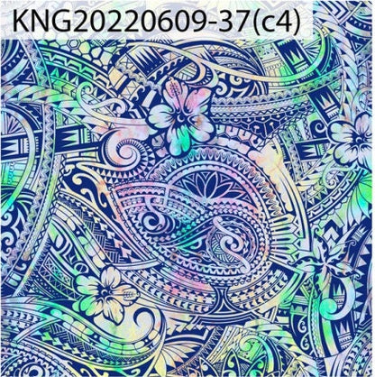 GTEX Collection KNG-37  - Polynesian Fabric -Digital Tribal Tattoo, Island Fabric - Sold by the Yard - FDY Peachskin Fabric 58" - New Design | Gtex Fabrics