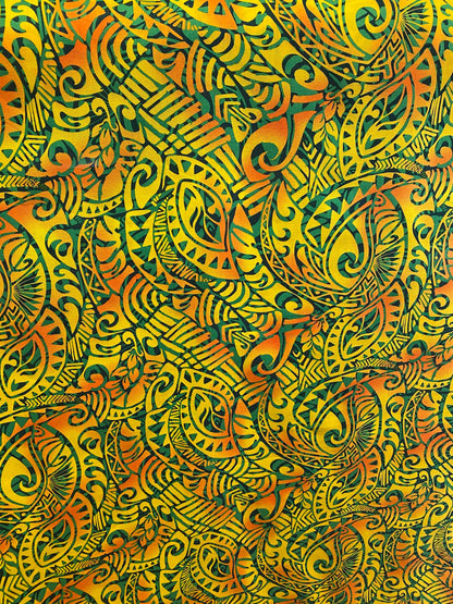 GTEX Collection Tribal Elegance - Polynesian Fabric - Tribal Tattoo, Island Fabric - Sold by the Yard - Rayon Fabric 45" - New Design   | Gtex Fabrics