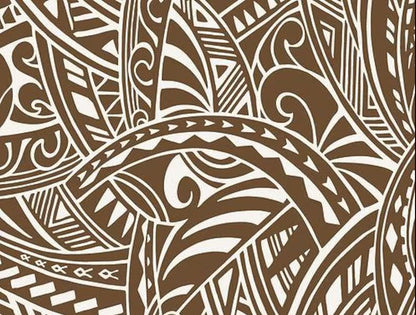 Polynesian Tribal Tattoo Fabric – Brown Poly Cotton Blend Fabric, 44” Wide Island Print by the Yard