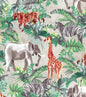 Kids Novelty Cotton Fabric Safari 100% Cotton Elephant Zebra Giraffe Leopard Zoo Quilt Cotton Fabric, By the yard, High-Quality HD Color | Gtex Fabrics