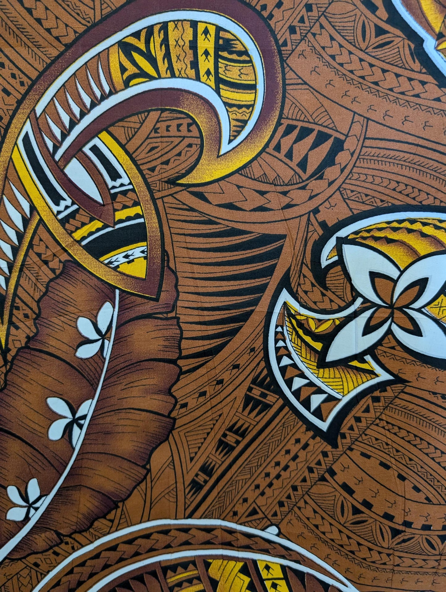 Premium Quality: Polynesian Elegance 36" Fabric – Tribal Tattoo Design, Poly Cotton Feel, Vibrant Colors, Made in Thailand | Gtex Fabrics