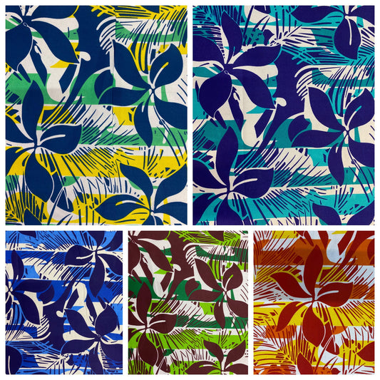 Roll, Bolt - Polynesian Elegance: 36" Polyester Fabric with Poly Cotton Feel– Tropical and Floral Fusion- Made In Thailand - Wholesale Price | Gtex Fabrics