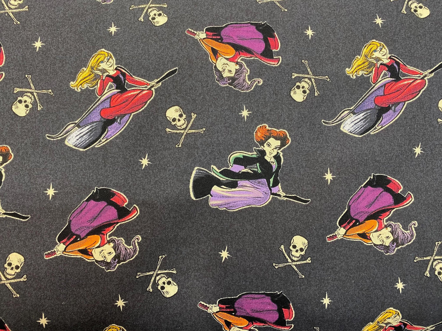 Hocus Pocus Witches On Brooms 44"  - 100% Cotton Fabric - Sold by the yard | Gtex Fabrics