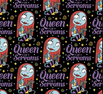 Nightmare Before Christmas Fabric Black Halloween Queen of Screams- Sally 100% Cotton Fabric by the Yard | Gtex Fabrics
