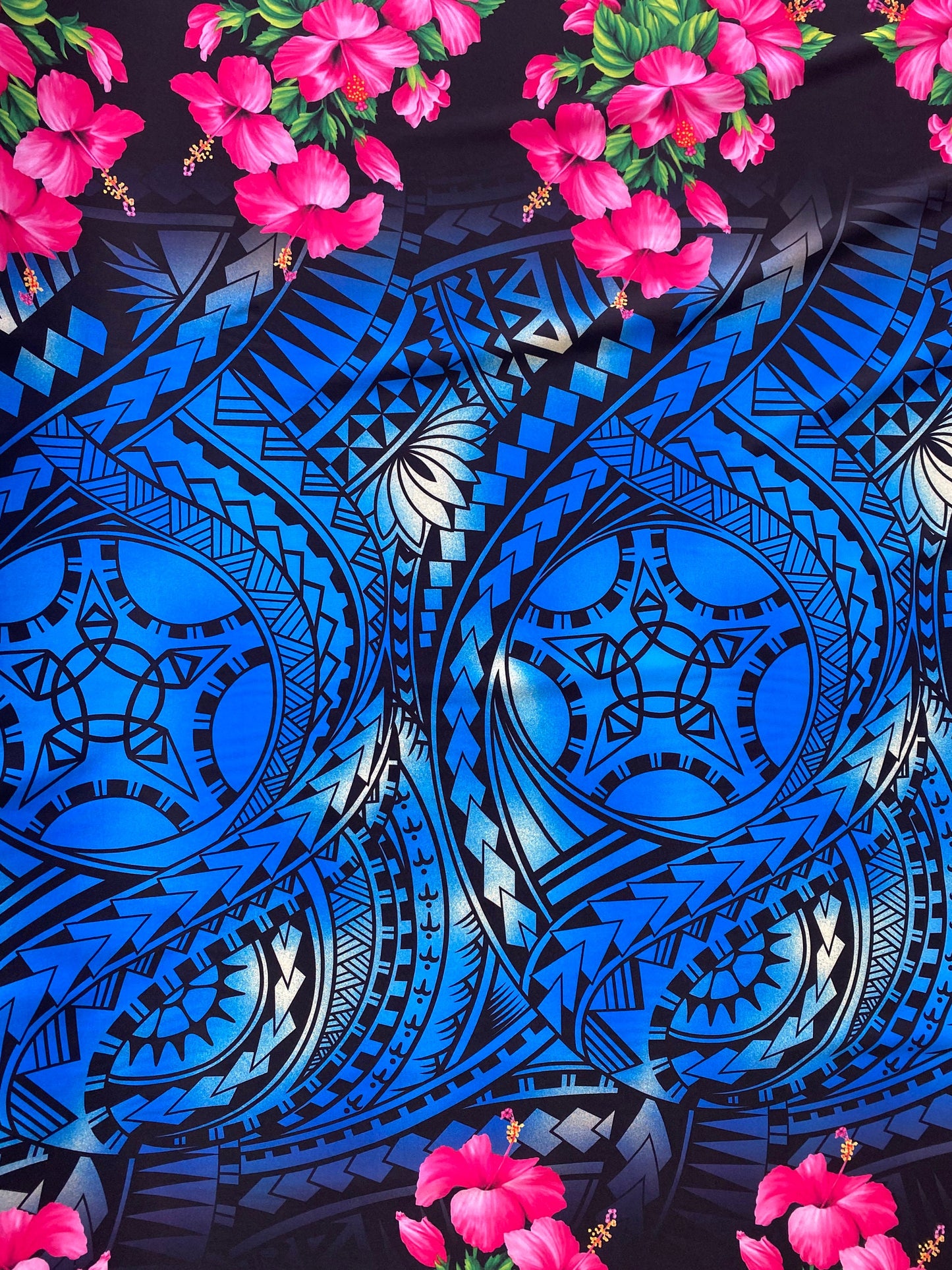 New Floral Tribal Tattoo Polynesian Fabric - Peach Skin Fabric- by the Yard 58" Wide - New Design - Island Fabric 108  | Gtex Fabrics
