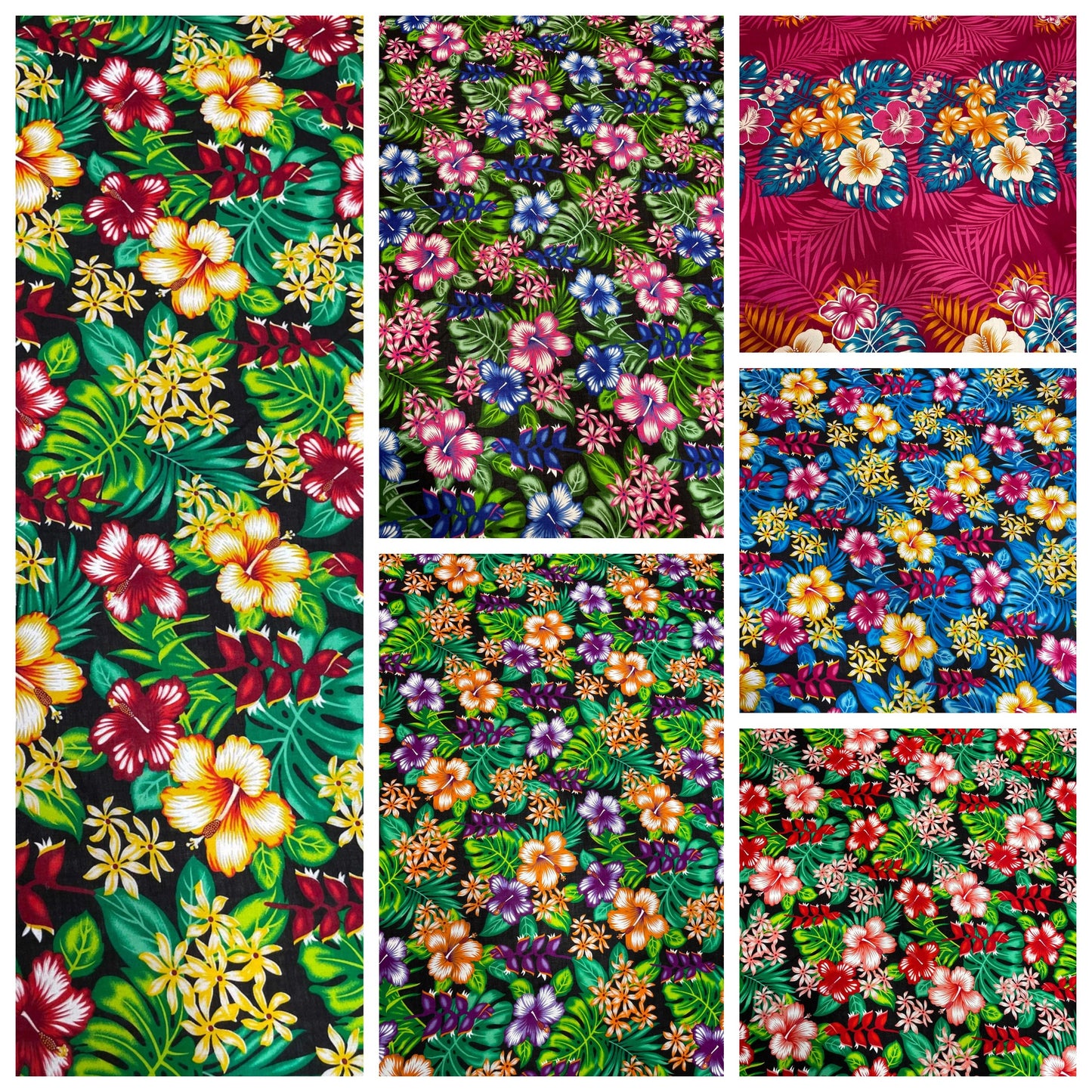 GTEX Collection A200- Polynesian Floral Fabric - Plumeria Hawaiian Flowers All over Fabric Design - Sold by the Yard - Rayon Fabric 45"  | Gtex Fabrics