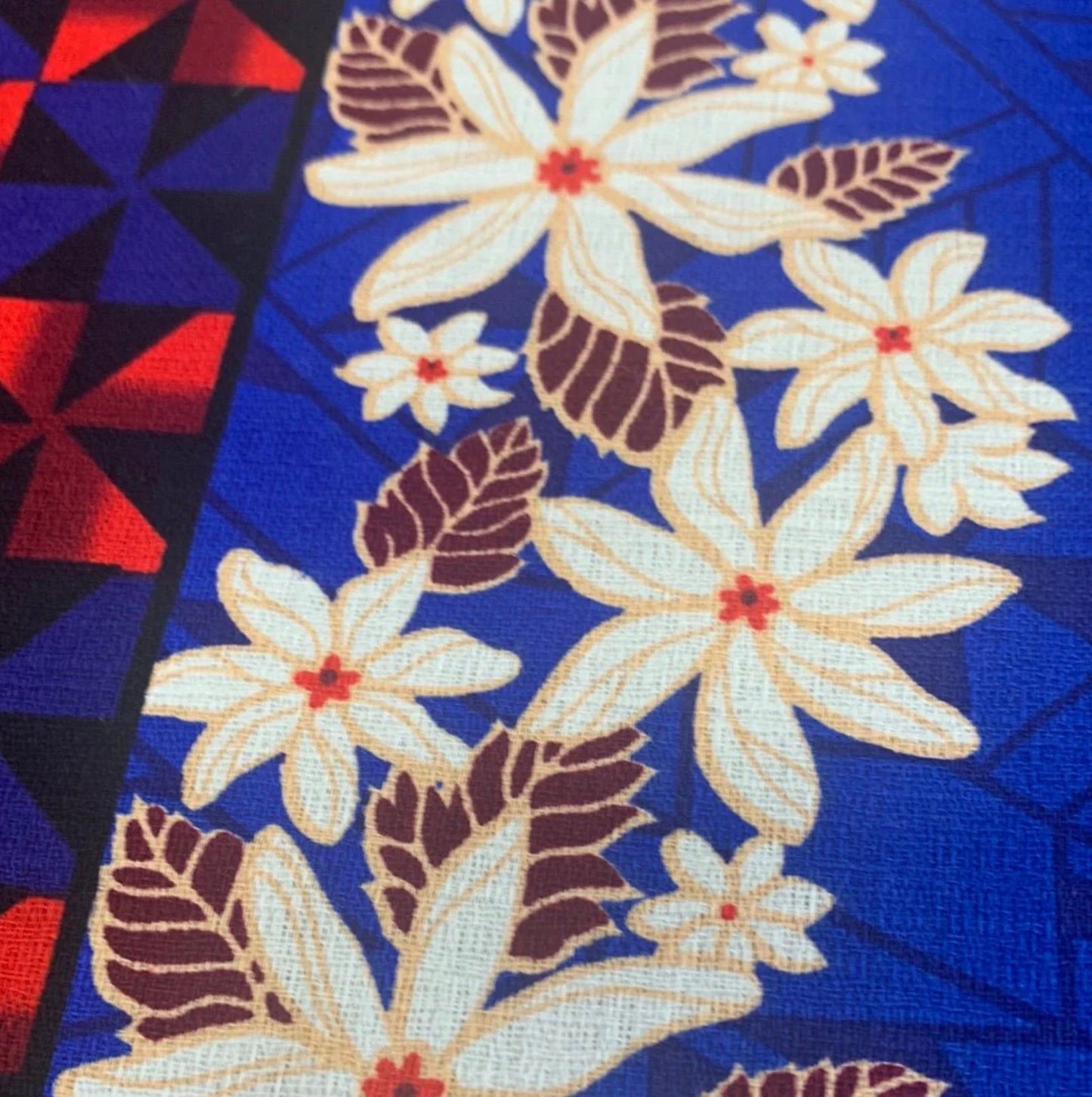 Polynesian Doby Cloth, Bark Cloth, 100% Cotton, High Quality Rich Colors - Seal of Tonga Cloth, Tonga Island Fabric, New Design - Blue | Gtex Fabrics