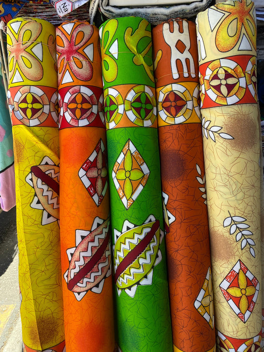 Polynesian Elegance – 36" Wide Polyester Fabric with Soft Blend Feel | Hawaiian & Floral Fusion | Made in Thailand | Wholesale Roll Price | Gtex Fabrics