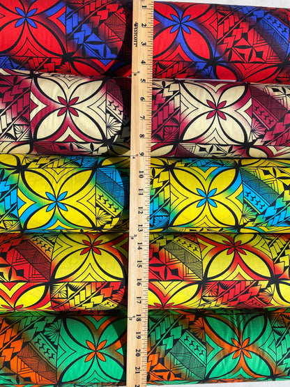GTEX Collection - Polynesian Fabric -Tapa Fabric, Block Print, Floral Island Fabric - Sold by the Yard - 100% Cotton Fabric 45" - New Design  | Gtex Fabrics