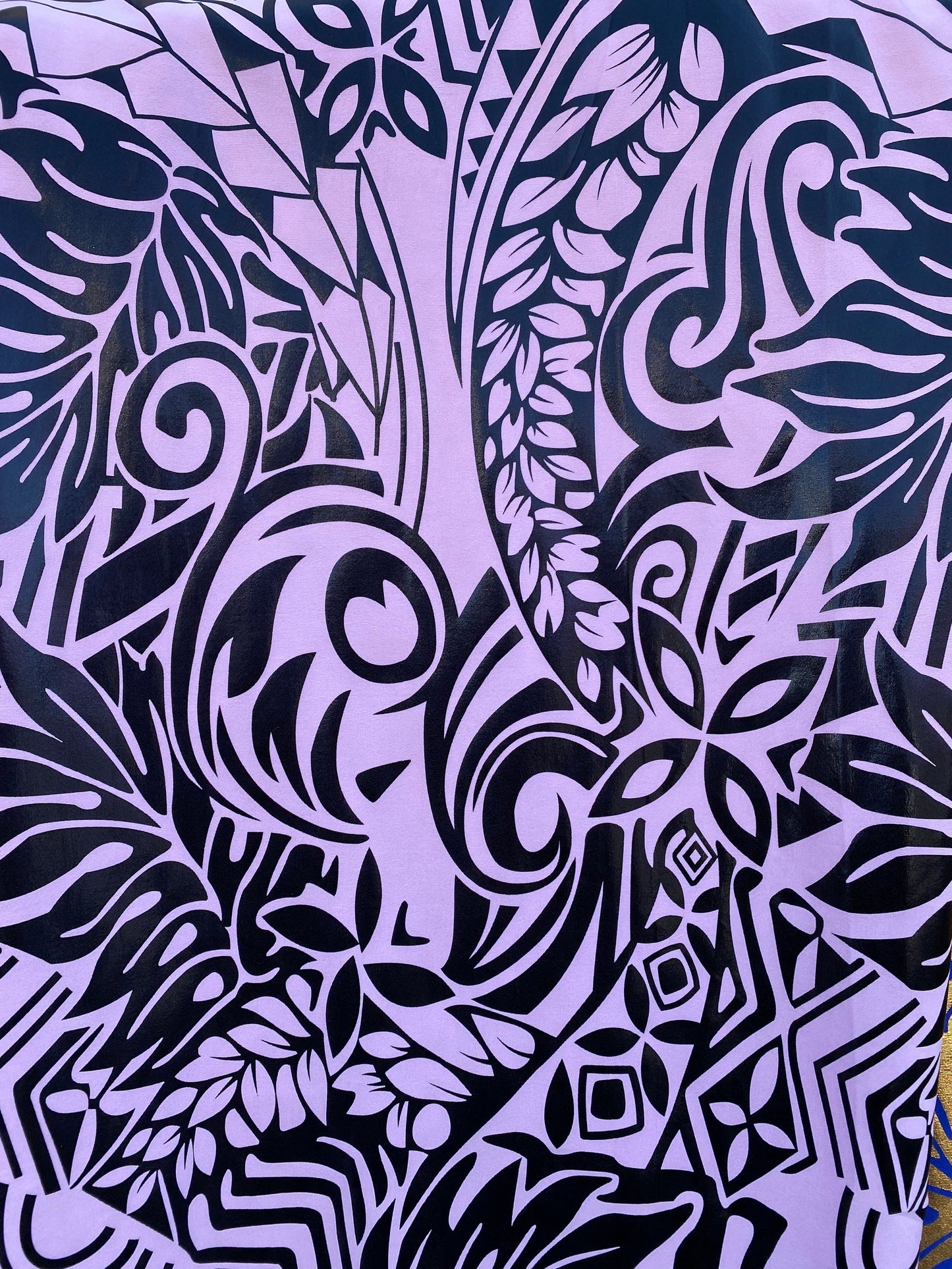 GTEX Collection- Exquisite Traditional Polynesian Tattoo Design | Foil Fabric - Stretch Scuba Fabric - 63" Luxury -Quality (Pink & Black)  | Gtex Fabrics