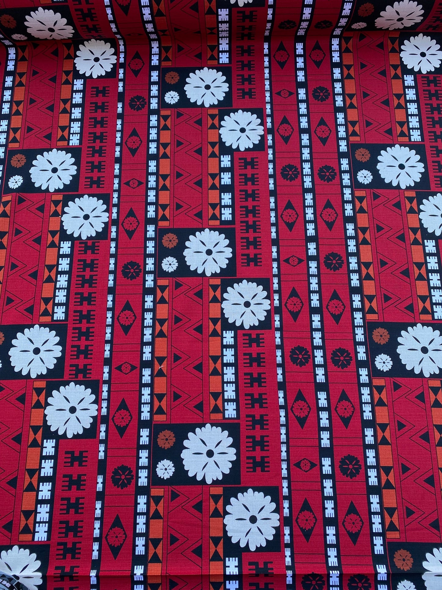 GTEX Collection B700 - Polynesian Tapa Fabric, Block Print Design, Island Fabric, High Quality Vibrant New Design, Traditional - Bark Cloth
