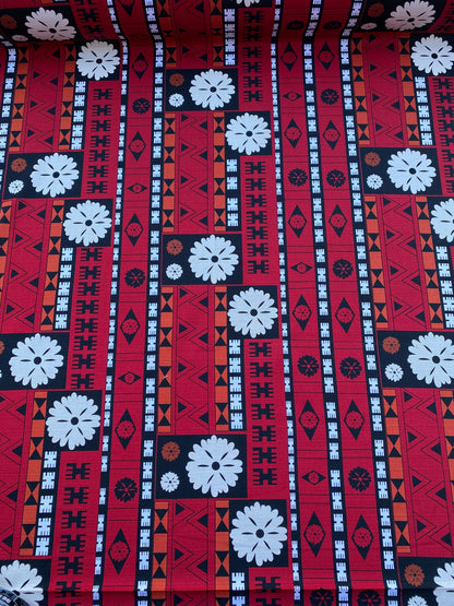GTEX Collection B700 - Polynesian Tapa Fabric, Block Print Design, Island Fabric, High Quality Vibrant New Design, Traditional - Bark Cloth